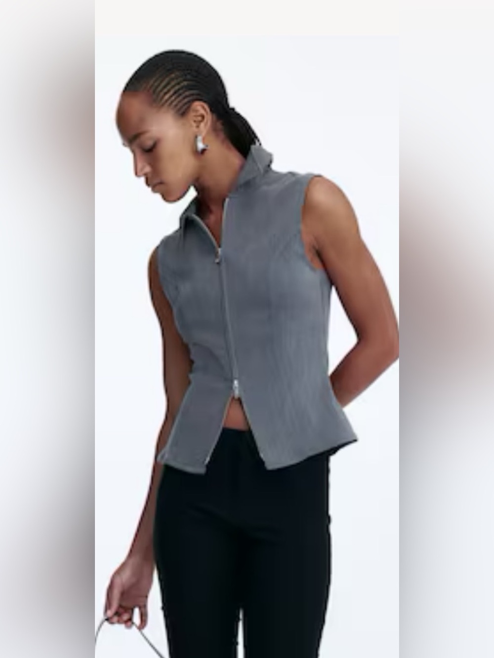TWO FOR ONE: H&M Black & Grey Sleeveless Zip Collar Vest